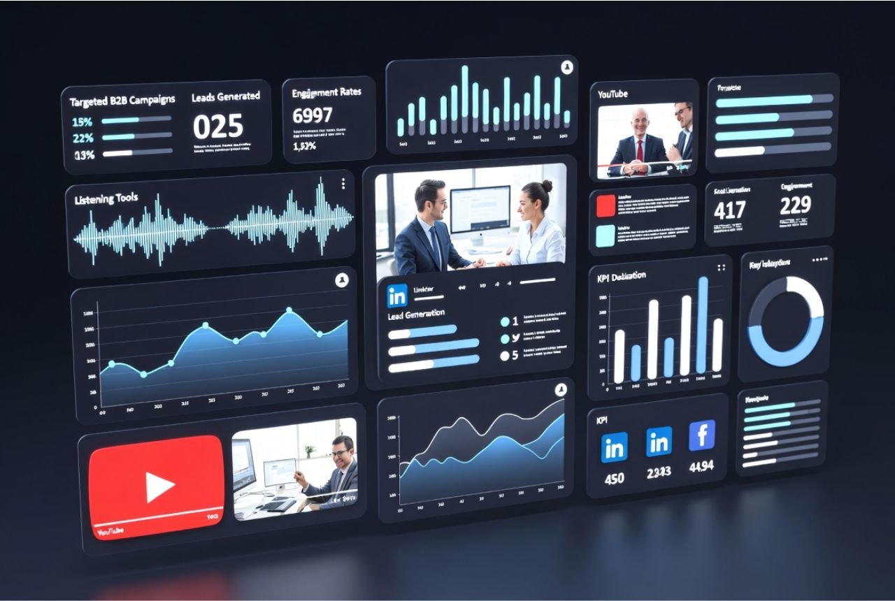 Boosting B2B visibility with paid social ads across LinkedIn and YouTube.