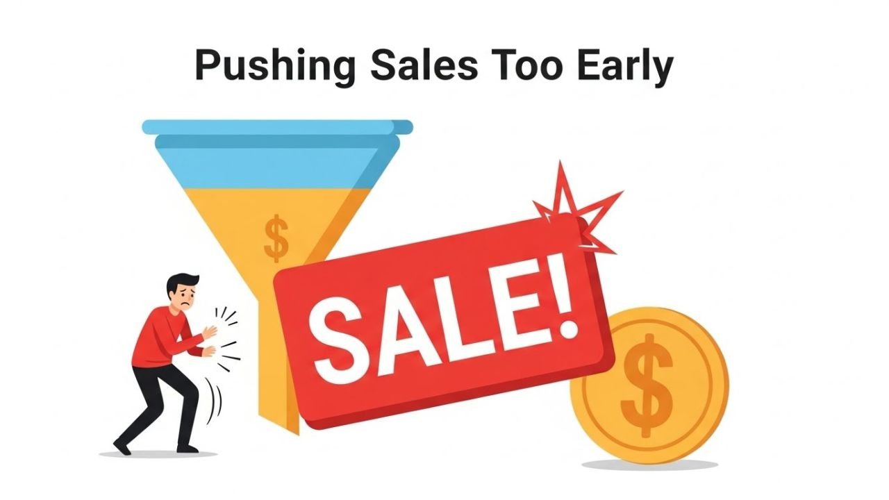 "Infographic of common B2B lead nurturing mistakes and how to avoid them, including over-automation and lack of personalization."