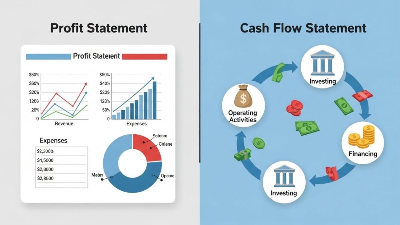 Profit vs cash flow statement comparison for small businesses