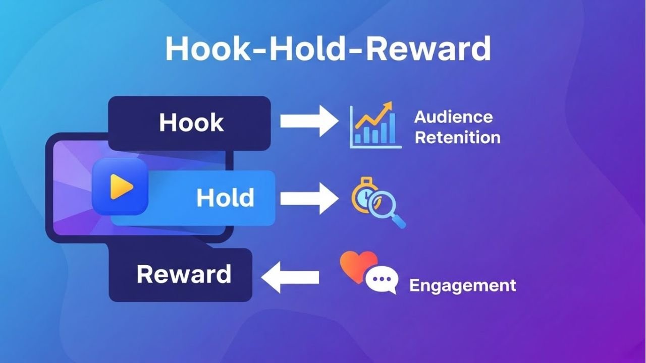 Diagram showing the hook–hold–reward framework for using the 3-second rule effectively.
