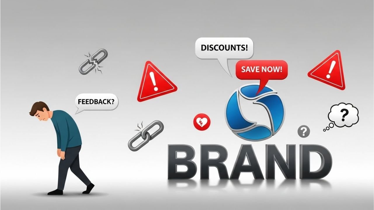 Illustration of customer leaving due to poor retention strategies and mistakes that hurt brand loyalty.