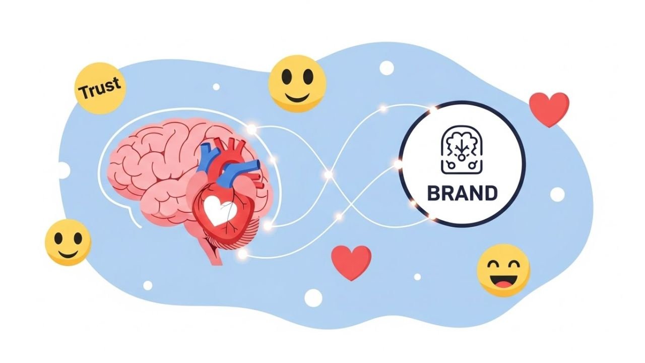 Visual representation of emotional connection and trust driving brand loyalty and repeat customers.