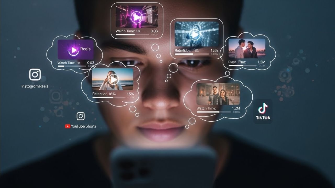 Viewer deciding to stay or scroll while watching a short-form video, illustrating the 3-second rule in content creation.