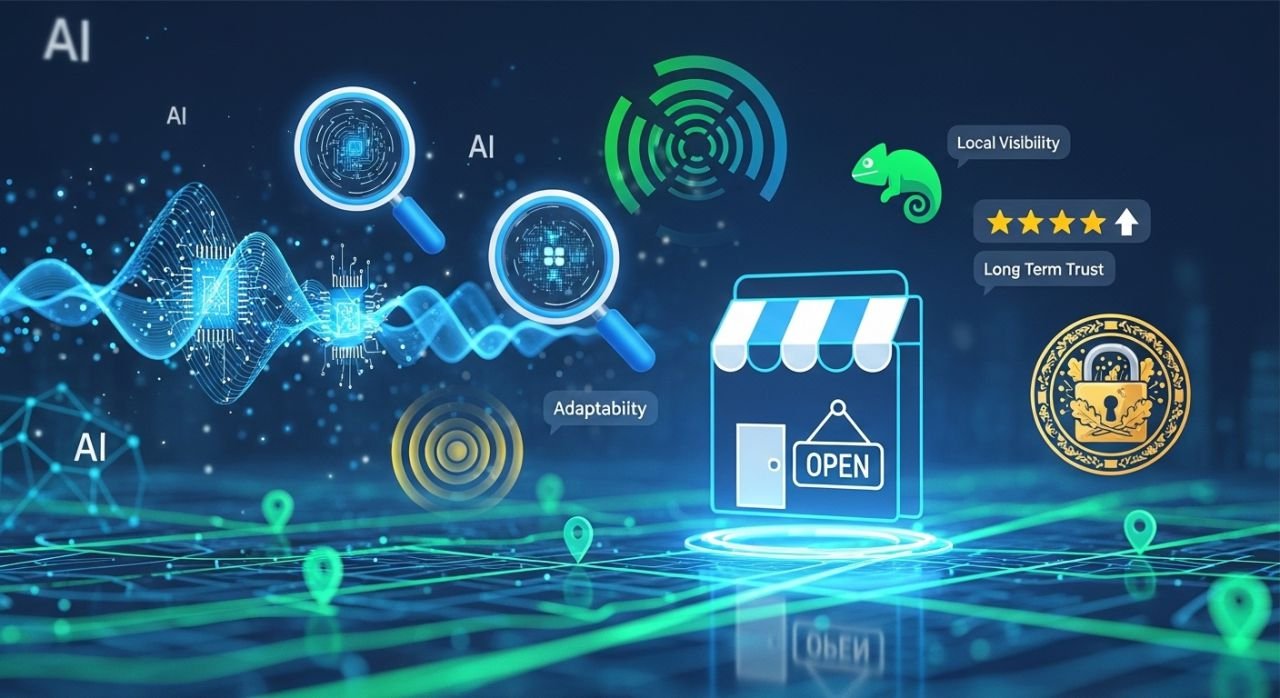 Local business future-proofed with AI-driven search strategies, adaptability, and trusted digital presence.