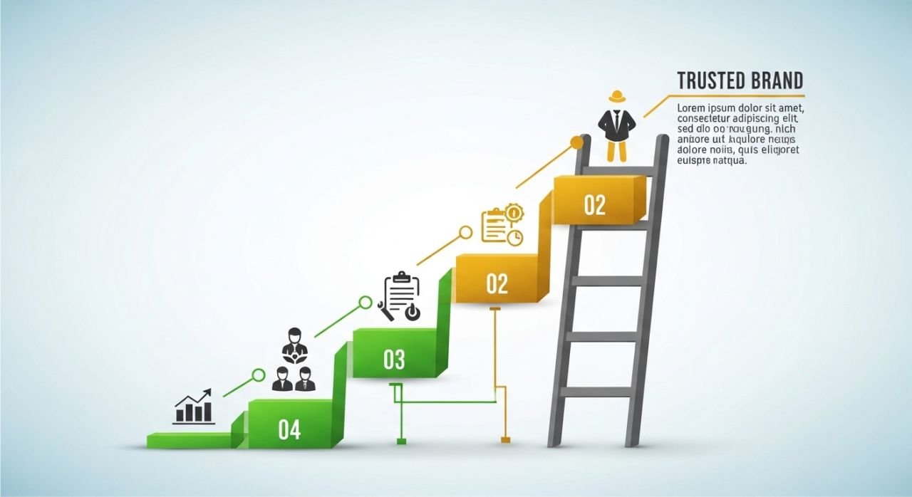 Step-by-step roadmap showing how local businesses can build trust and authority recognized by AI.