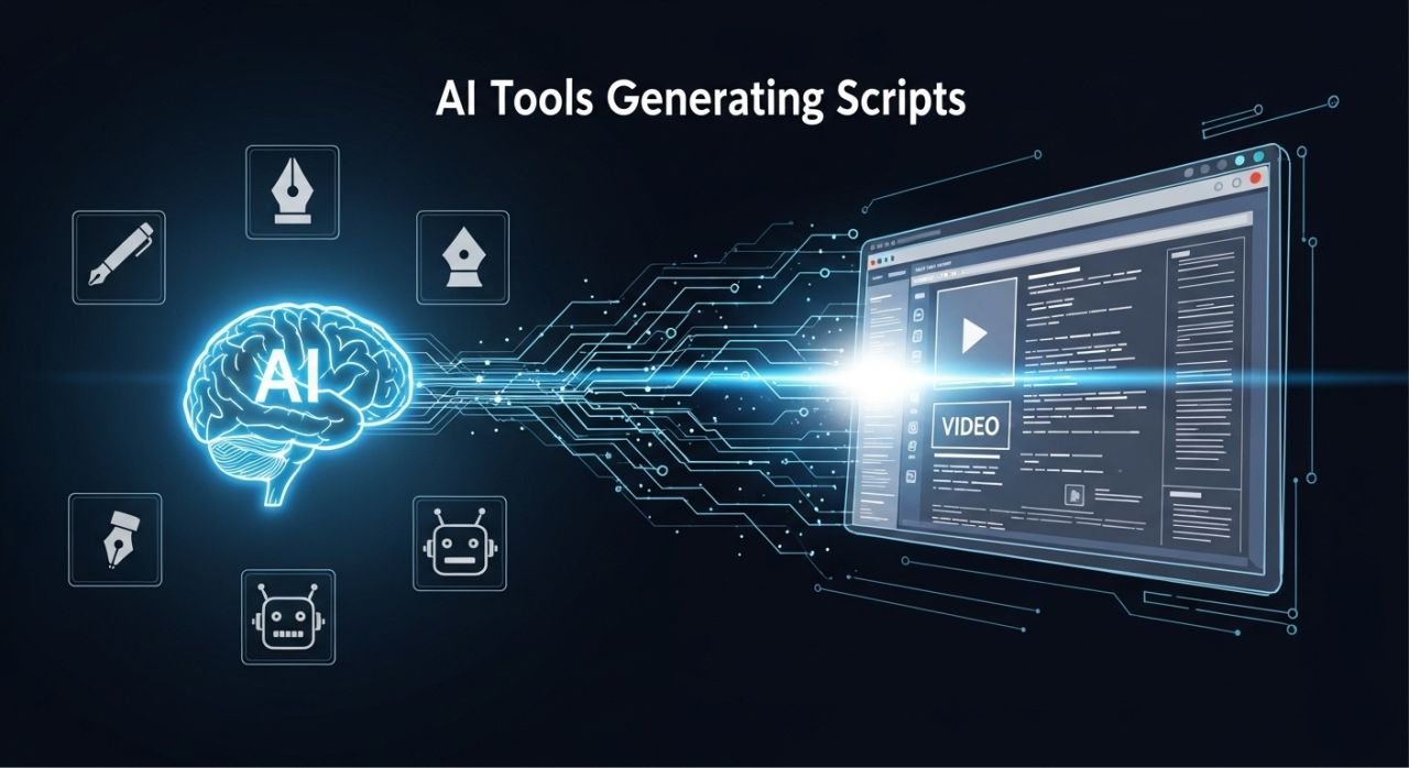 "Diagram showing YouTube automation workflow with AI tools and automated video creation."