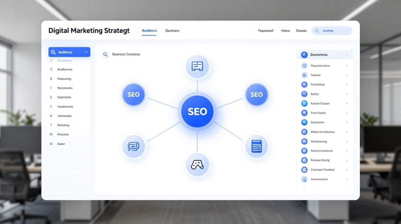 Visual representation of modern keyword research focused on audience intent and topic clusters.