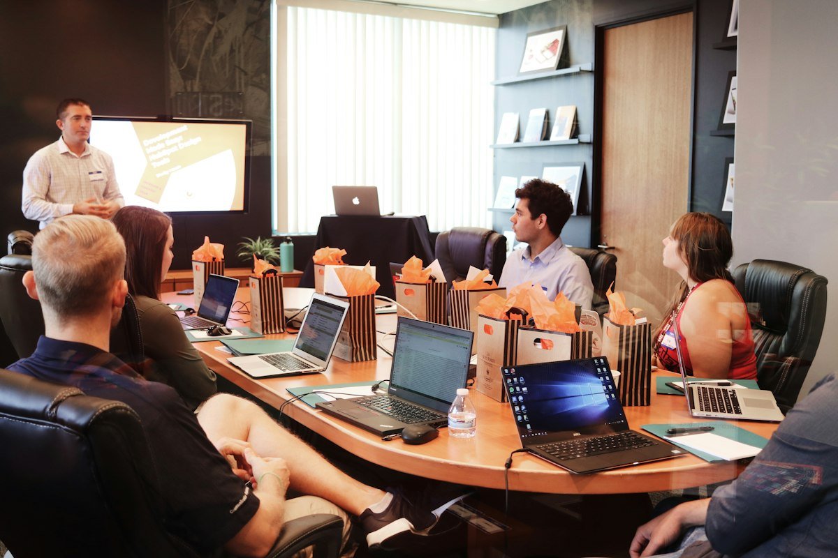 Marketing professionals planning a useful resource to attract B2B prospects